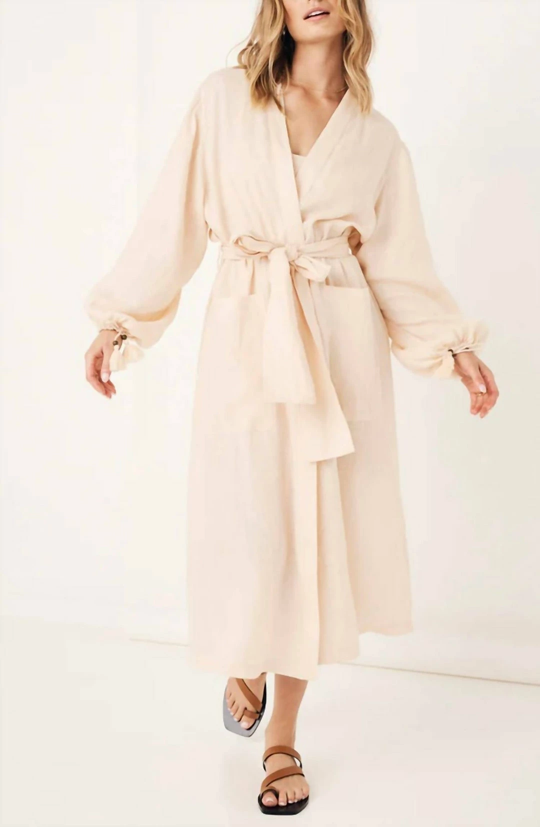 Spell Mae Linen Robe in Meringue - women 3 Spell Mae Linen Robe in Meringue - women