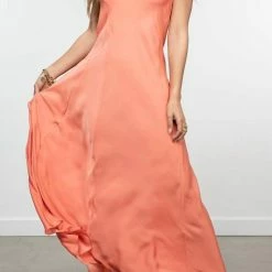 Essentiel Antwerp Zipmunk Long Slipdress in Tropical Peach - women