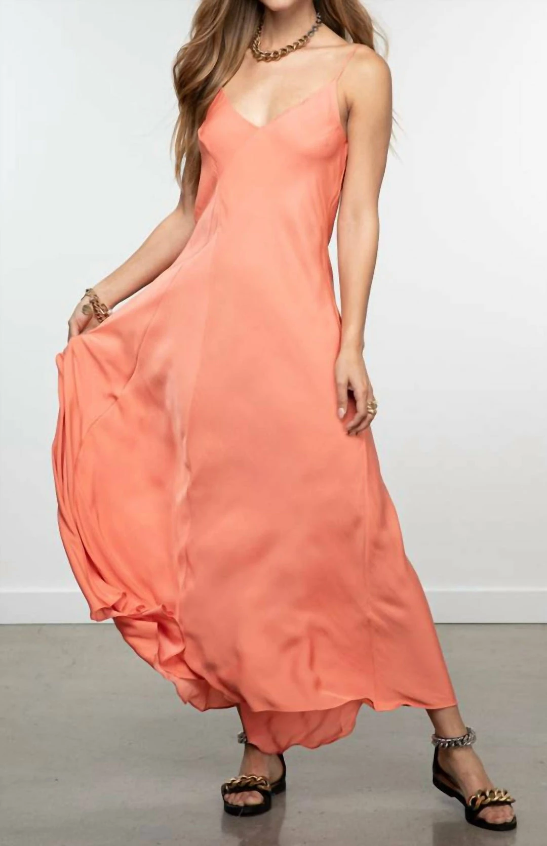 Essentiel Antwerp Zipmunk Long Slipdress in Tropical Peach - women 3 Essentiel Antwerp Zipmunk Long Slipdress in Tropical Peach - women