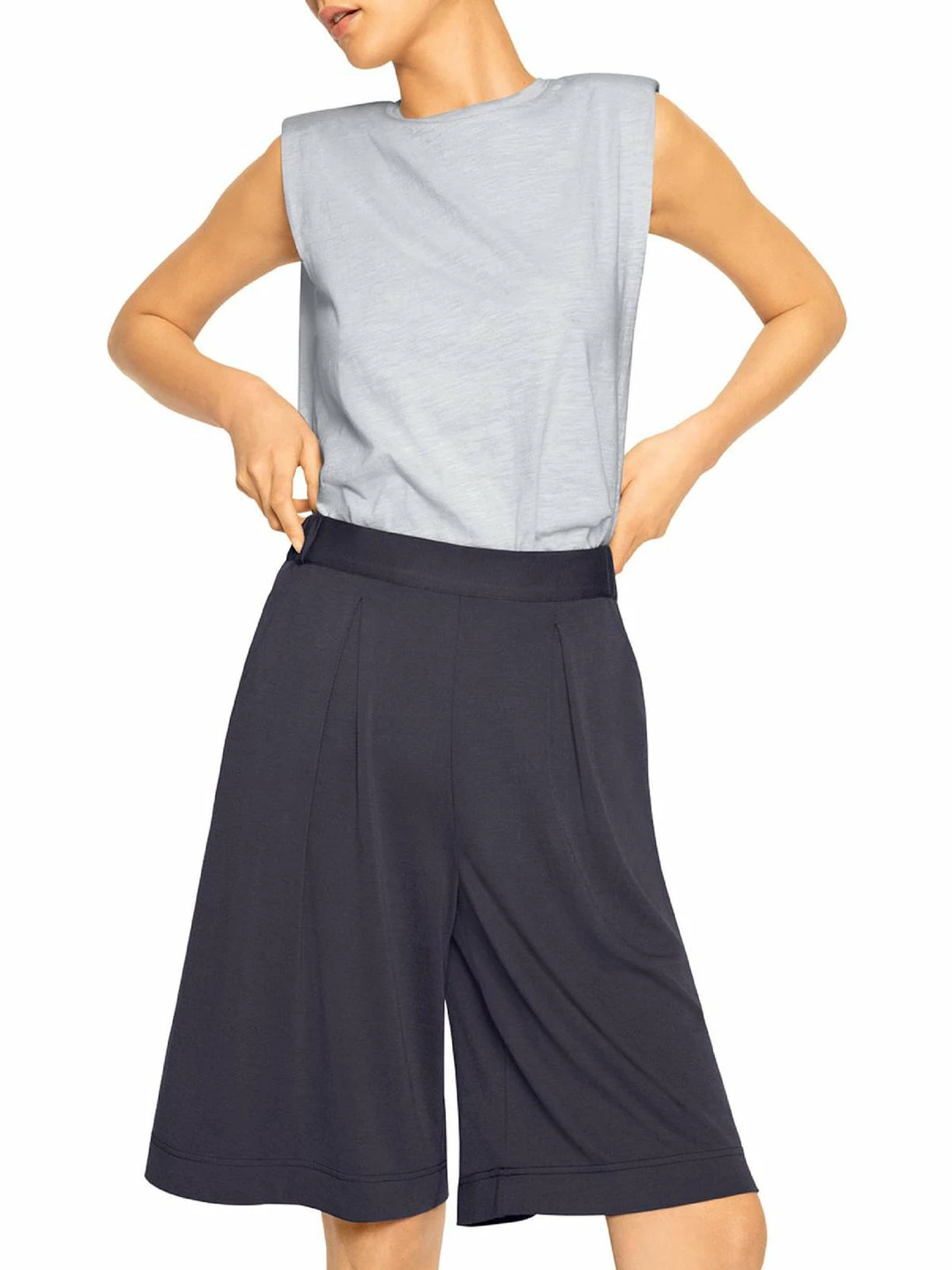 B New York Womens Pleated Wide Leg Casual Shorts 3 B New York Womens Pleated Wide Leg Casual Shorts