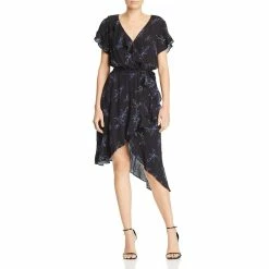Parker Harry Womens Floral Hi-Low Wrap Dress