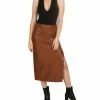 Love Token Pleather Midi Skirt in Cognac - women