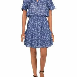 Parker Queenie Womens Smocked Ruffled Midi Dress