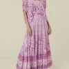 Spell Mossy Button Through Maxi Skirt in Lilac - women