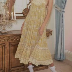 Spell Mossy Strappy Midi Dress in Lemonade - women