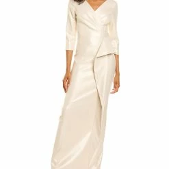 Teri Jon by Rickie Freeman Jacquard Peplum Gown - women