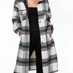 Coalition La Duster Plaid Shacket in Black - women