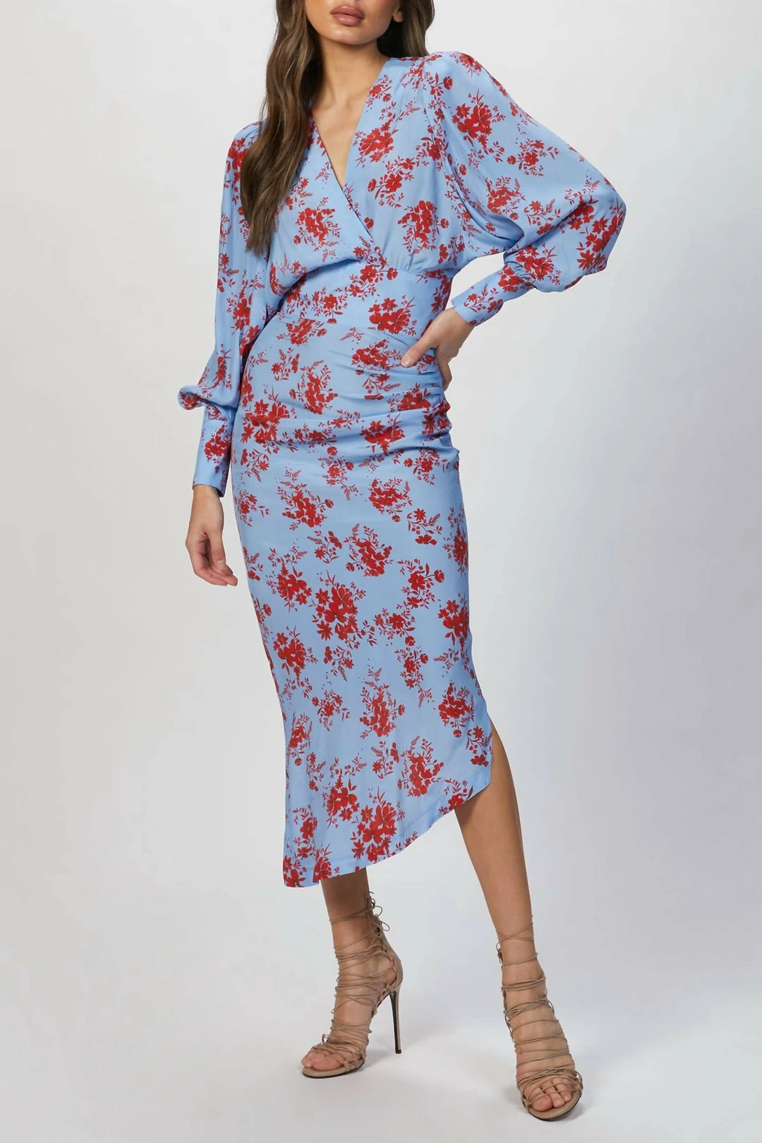 Smythe Asymmetrical Dress In Sky/Vermillion Floral - women 3 Smythe Asymmetrical Dress In Sky/Vermillion Floral - women