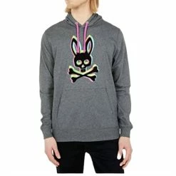 Psycho Bunny Men'S Holloway Pullover Hoodie in Heather Silver