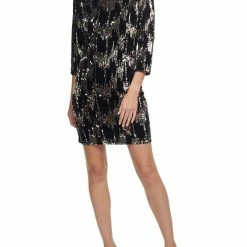 Eliza J Womens Sequined Velvet Cocktail and Party Dress