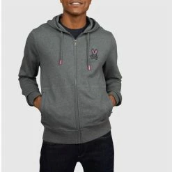 Psycho Bunny Men'S Drake Full Zip Hoodie in Heather Storm