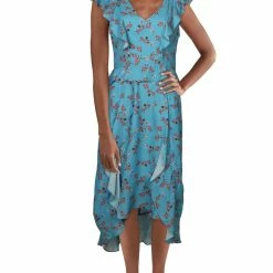 Parker Womens Floral Print Ruffle Midi Dress
