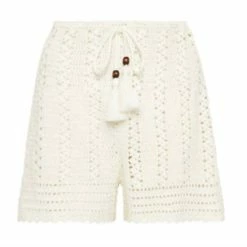Spell Mirage Crochet Shorts in White - women
